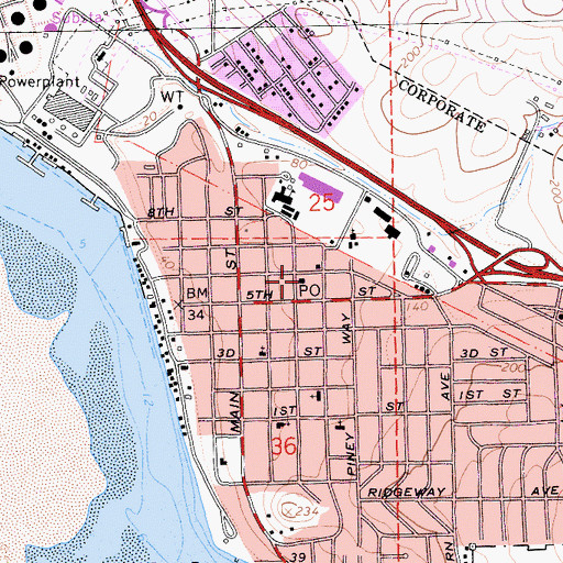 Topographic Map of Morro Bay Post Office, CA