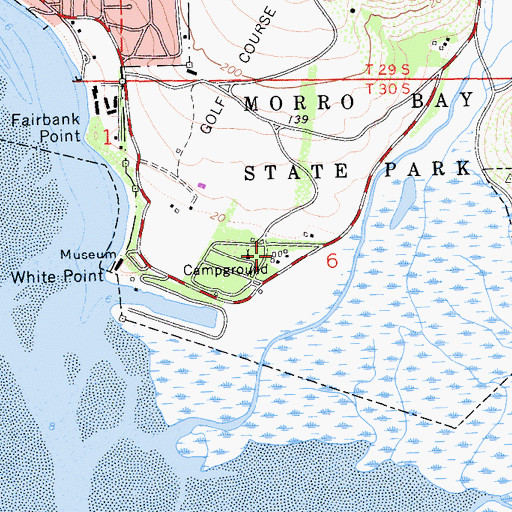Topographic Map of Morro Bay State Park Headquarters, CA
