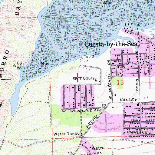 Topographic Map of Sea Pines Golf Course, CA