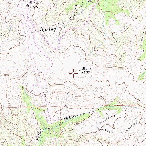 Topographic Map of Stony Peak, CA