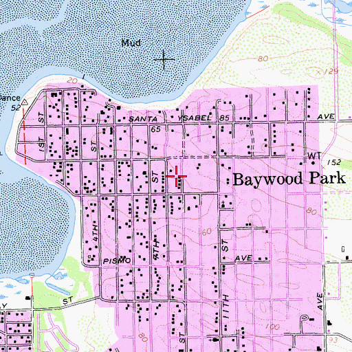 Topographic Map of Baywood Elementary School, CA