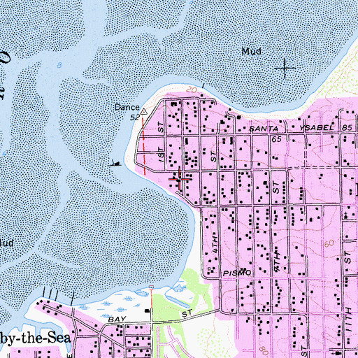 Topographic Map of Baywood Park Farmers Market, CA