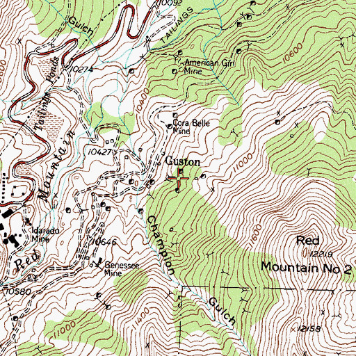 Topographic Map of Guston (historical), CO