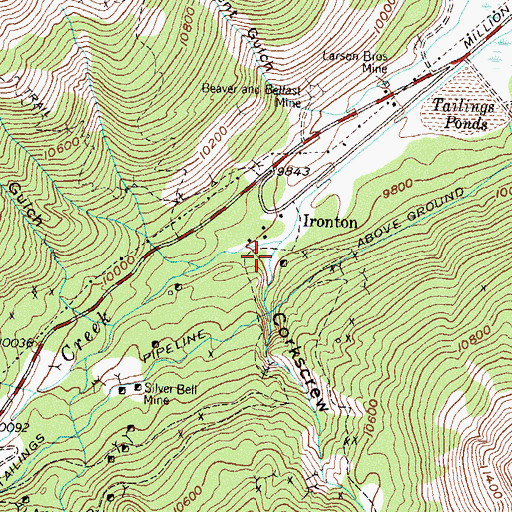 Topographic Map of Corkscrew Gulch, CO