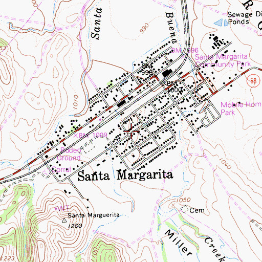 Topographic Map of Santa Margarita Branch San Luis Obispo City-County Library, CA