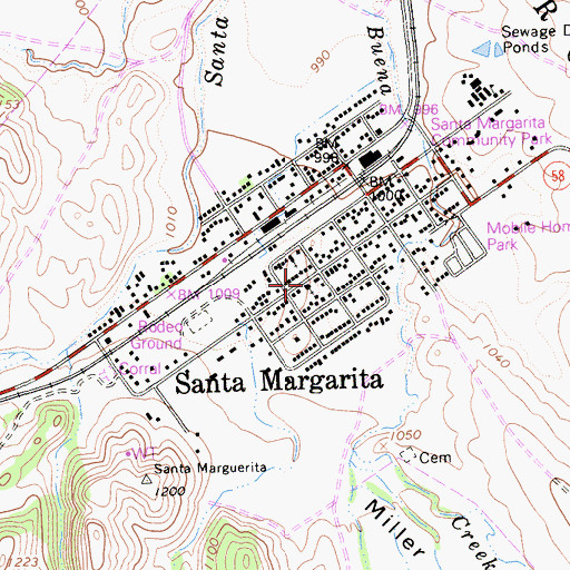 Topographic Map of Santa Margarita Community Church, CA