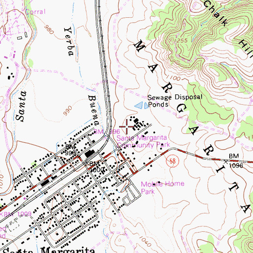 Topographic Map of Santa Margarita Elementary School, CA