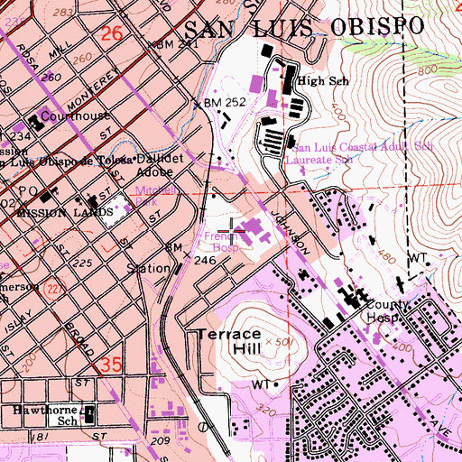 Topographic Map of French Hospital Medical Center, CA