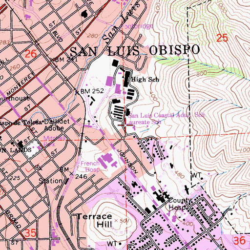 Topographic Map of Laureate Elementary School, CA