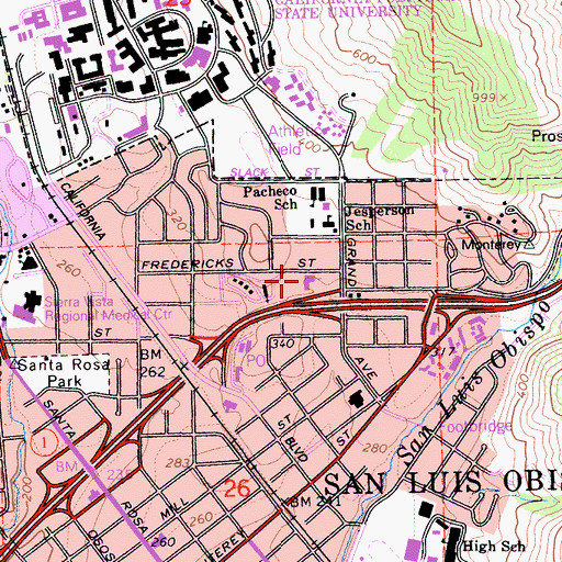 Topographic Map of Mount Carmel Lutheran Church, CA