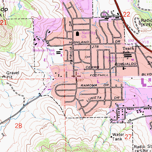 Topographic Map of Saint Anne Byzantine Catholic Church, CA