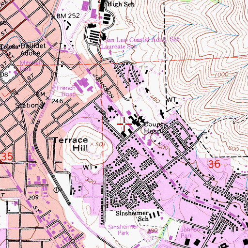Topographic Map of San Luis Obispo County Psychiatric Health Facility, CA
