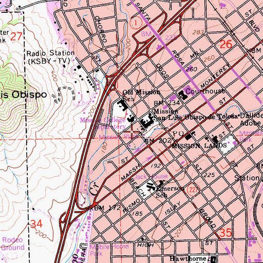 Topographic Map of San Luis Obispo Historical Museum, CA