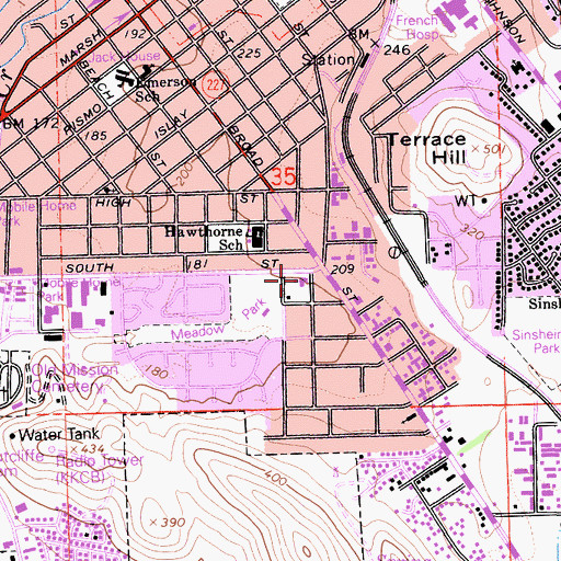 Topographic Map of Unitarian Universalist Fellowship of San Luis Obispo County, CA