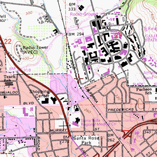 Topographic Map of Chase Hall, CA