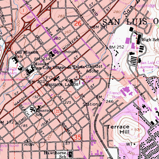 Topographic Map of Church of Christ, CA
