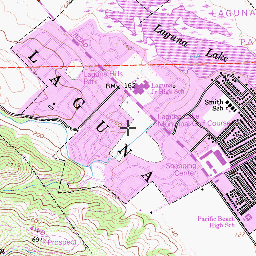 Topographic Map of Laguna Lake Municipal Golf Course, CA