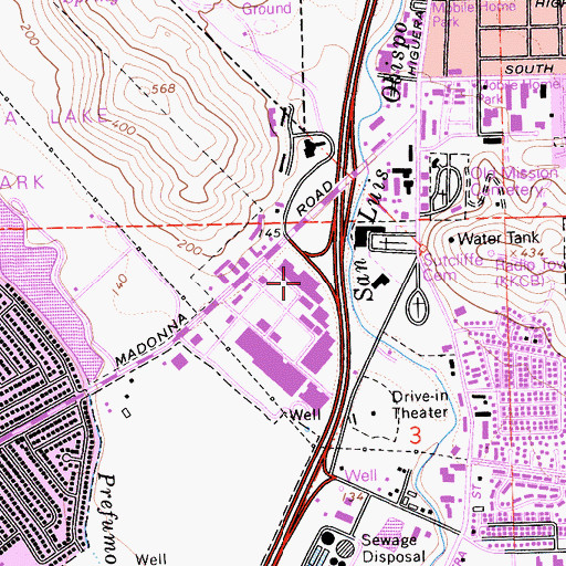 Topographic Map of Madonna Plaza Shopping Center, CA