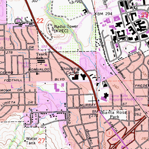 Topographic Map of University Square Shopping Center, CA