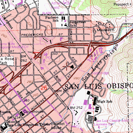 Topographic Map of Veterans Memorial Building, CA
