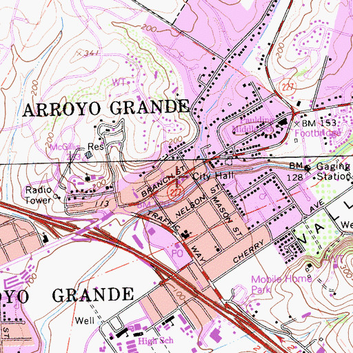 Topographic Map of Arroyo Grande City Hall, CA