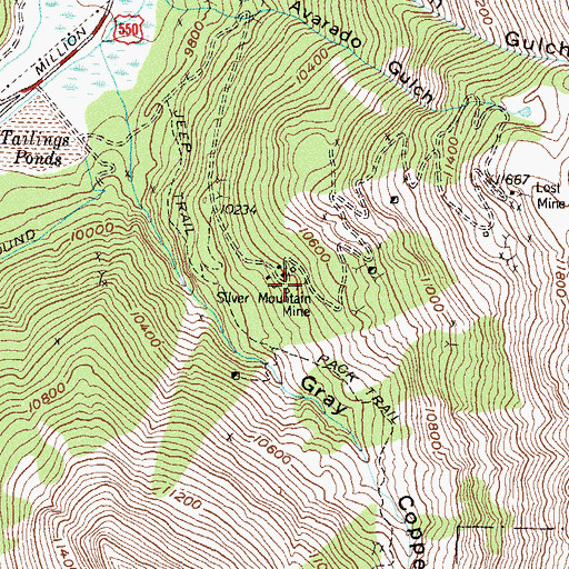 Topographic Map of Silver Mountain Mine, CO