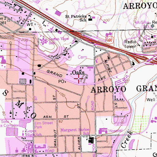 Topographic Map of ARroyo Trailer Park, CA