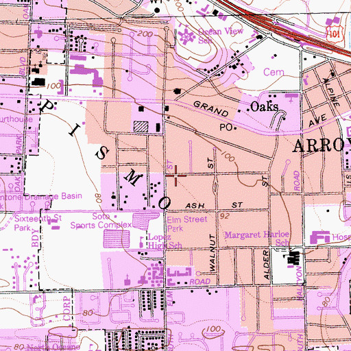 Topographic Map of Calvary Chapel of Arroyo Grande, CA