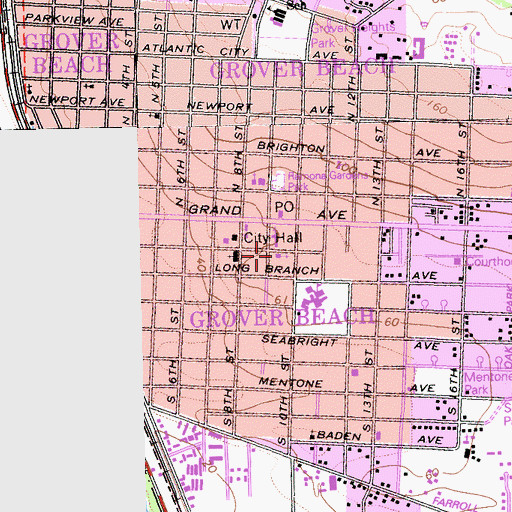 Topographic Map of Central Coast Baptist Church, CA