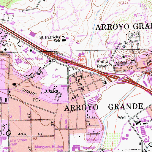 Topographic Map of Central Coast Christian Reformed Church, CA