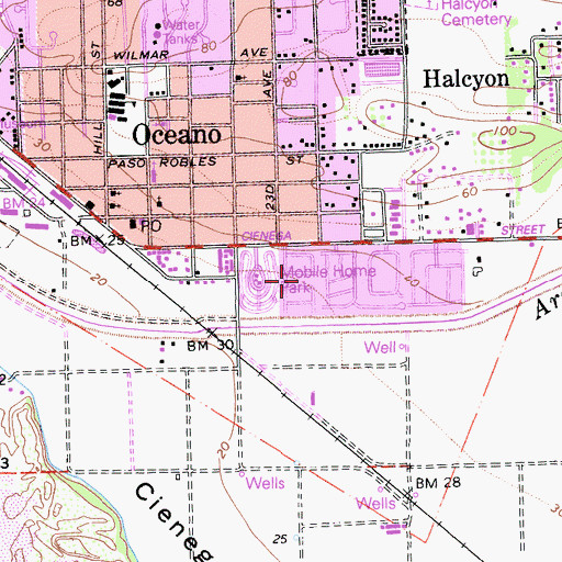Topographic Map of Cienega Seabreeze Mobile Home Park, CA