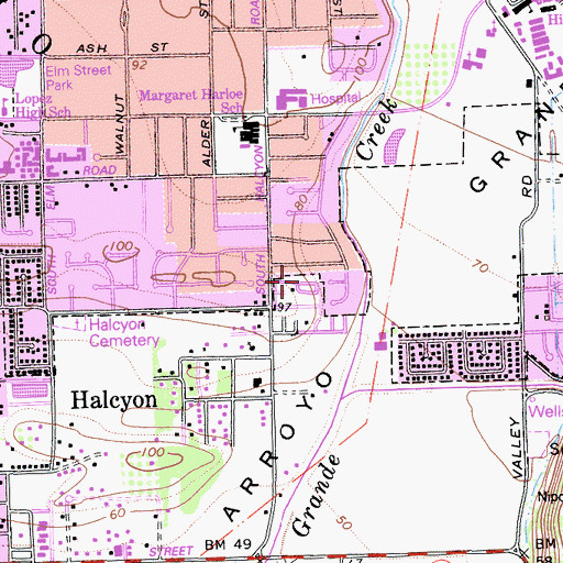 Topographic Map of Grande Mobile Manor Mobile Home Park, CA