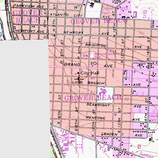 Topographic Map of Grover Beach Assembly of God Church, CA
