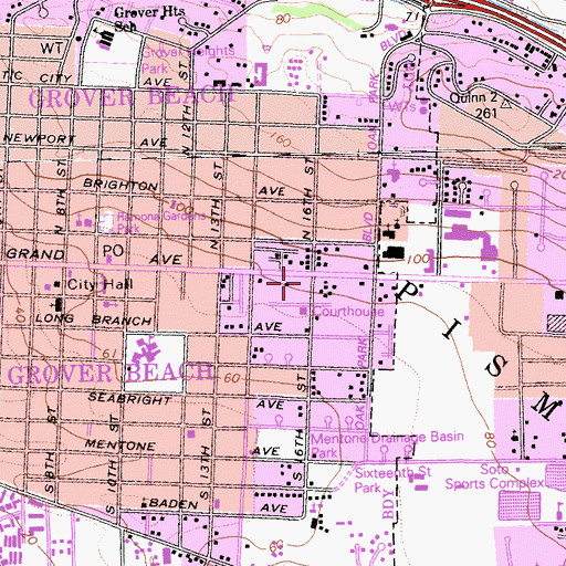 Topographic Map of Grover City Plaza Shopping Center, CA