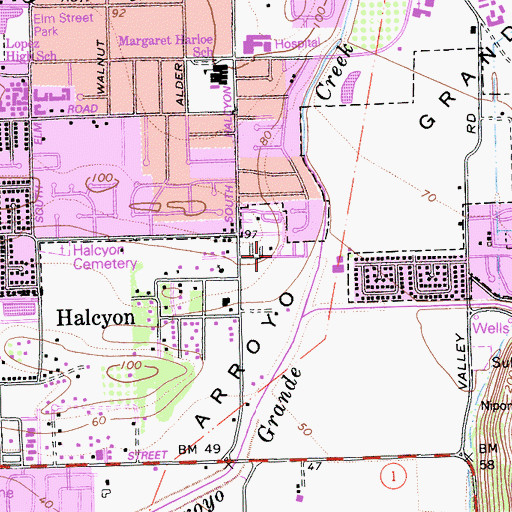 Topographic Map of Ken Mar Gardens Mobile Home Park, CA