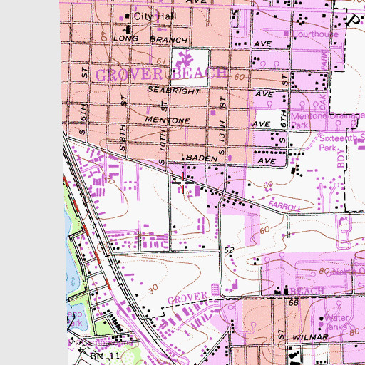 Topographic Map of Landmark Missionary Baptist Church, CA