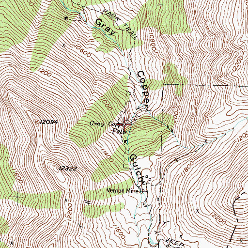 Topographic Map of Gray Copper Falls, CO