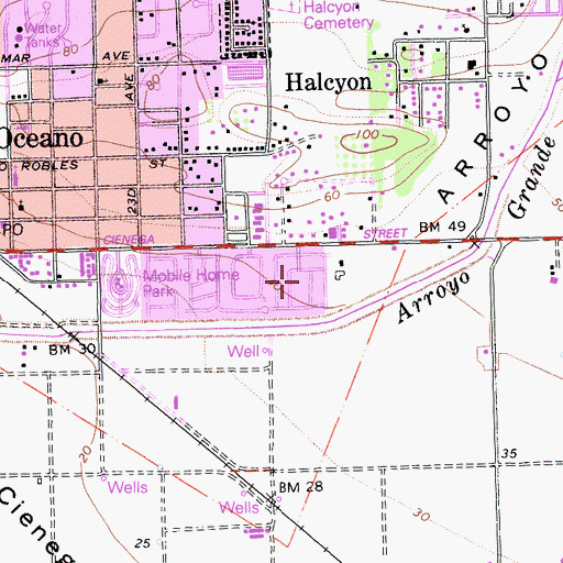 Topographic Map of Rancho del Arroyo Mobile Home Park, CA