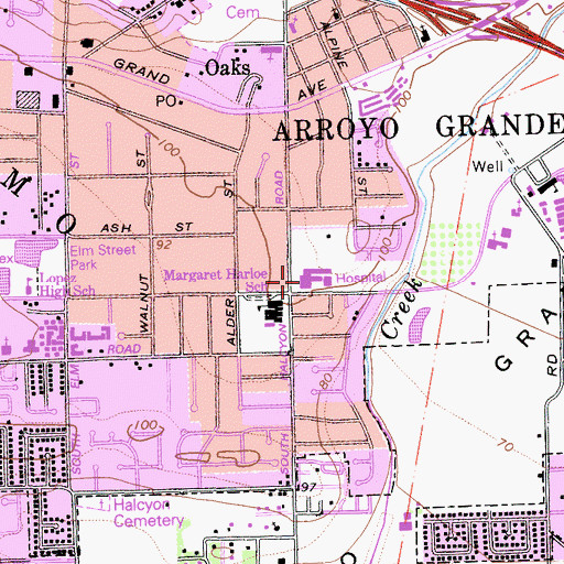 Topographic Map of Arroyo Grande Community Hospital, CA