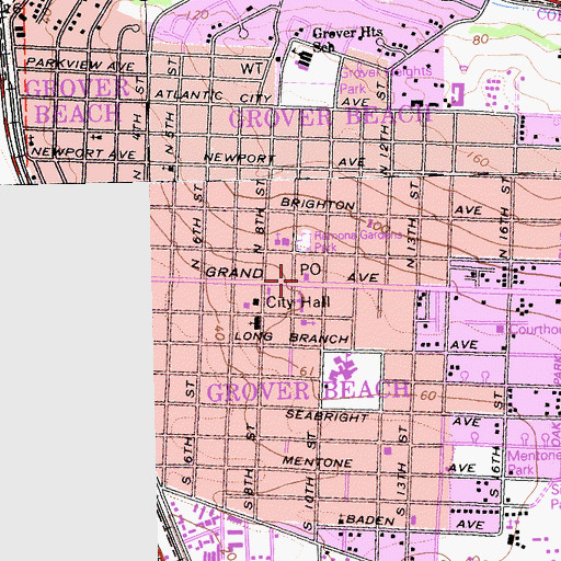 Topographic Map of Grover Beach Post Office, CA
