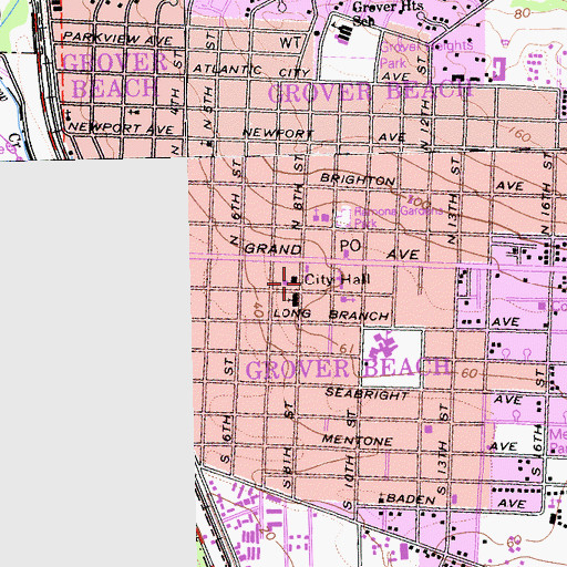 Topographic Map of Grover Beach Chamber of Commerce, CA