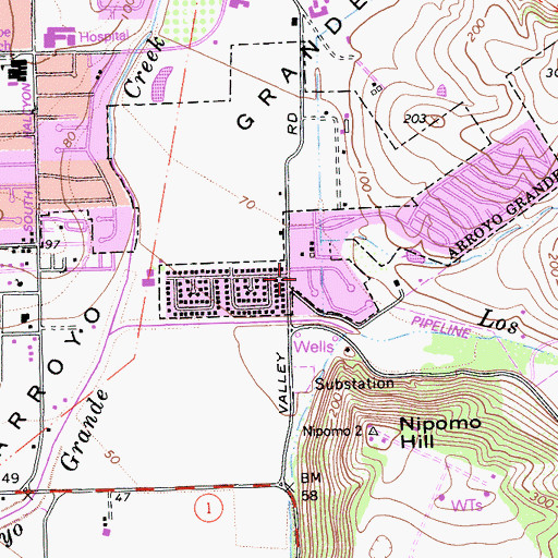 Topographic Map of La Mesa Village Park, CA