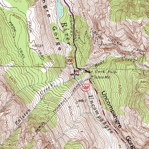 Topographic Map of Bear Creek, CO