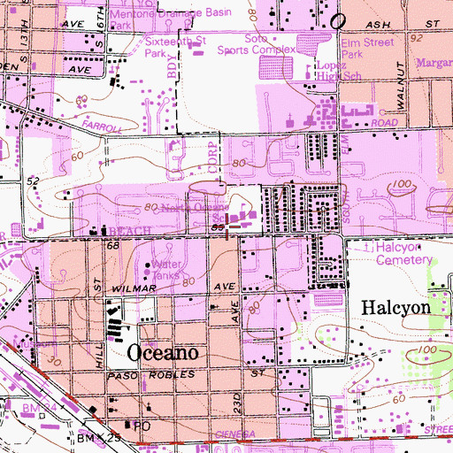 Topographic Map of Fairgrove Elementary School, CA