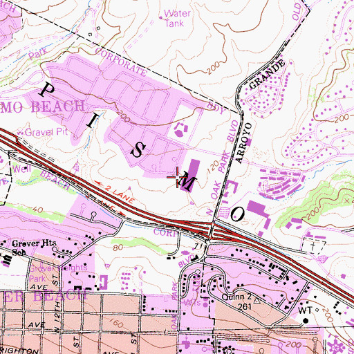 Topographic Map of Oak Park Heights Shopping Center, CA