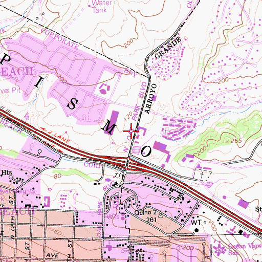 Topographic Map of Pacific Coast Shopping Center, CA