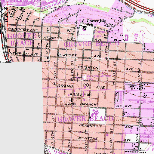Topographic Map of Ramona Gardens Park, CA