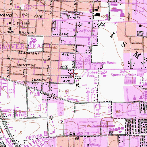 Topographic Map of Sixteenth Street Park, CA
