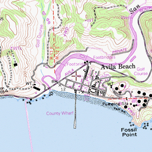 Topographic Map of Avila Beach Post Office, CA