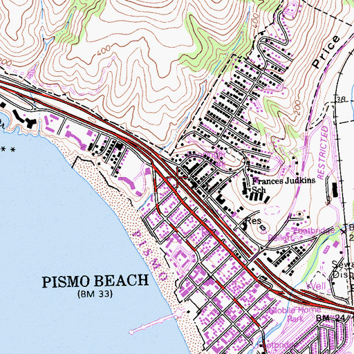 Topographic Map of First Church of Christ Scientist, CA